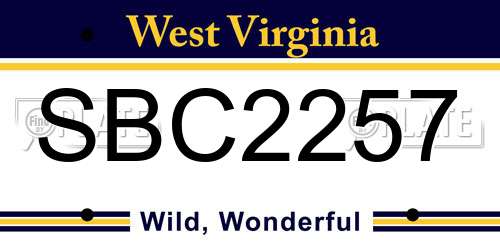 SBC2257 West Virginia License Plate