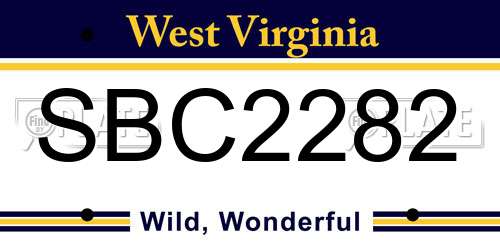 SBC2282 West Virginia License Plate