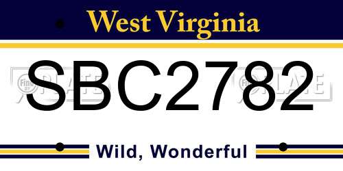 SBC2782 West Virginia License Plate