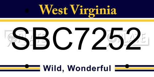 SBC7252 West Virginia License Plate