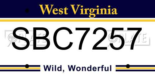 SBC7257 West Virginia License Plate