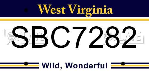 SBC7282 West Virginia License Plate
