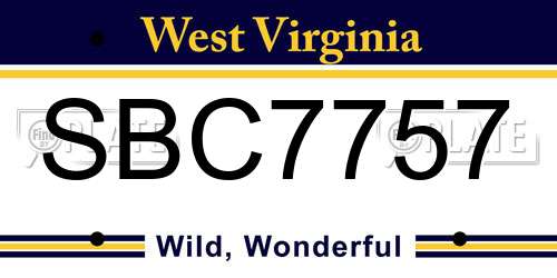 SBC7757 West Virginia License Plate