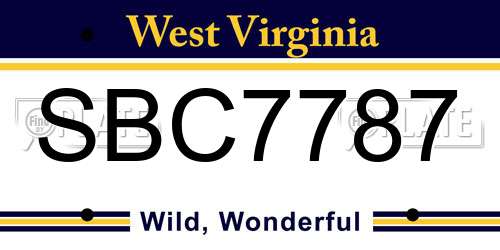 SBC7787 West Virginia License Plate