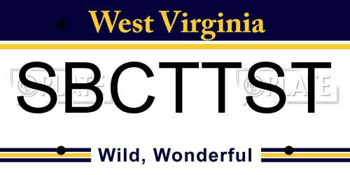 SBCTTST West Virginia License Plate