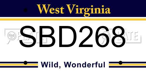 SBD268 West Virginia License Plate