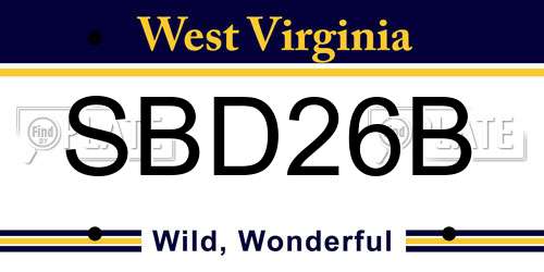 SBD26B West Virginia License Plate