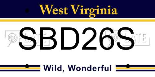SBD26S West Virginia License Plate