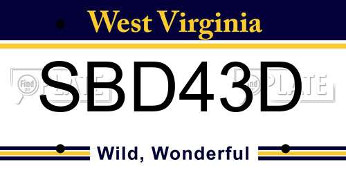 SBD43D West Virginia License Plate