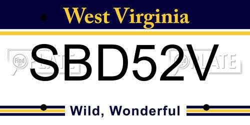 SBD52V West Virginia License Plate