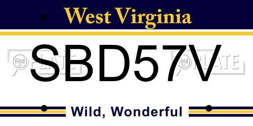 SBD57V West Virginia License Plate