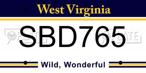 SBD765 West Virginia License Plate