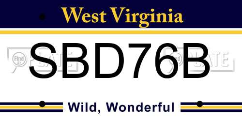 SBD76B West Virginia License Plate