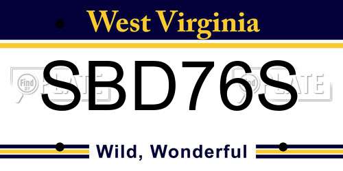 SBD76S West Virginia License Plate