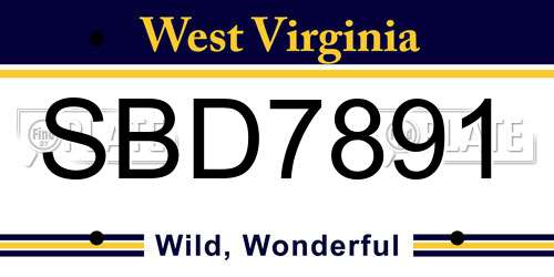SBD7891 West Virginia License Plate