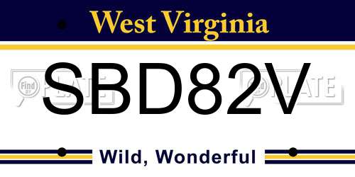 SBD82V West Virginia License Plate