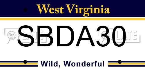SBDA30 West Virginia License Plate