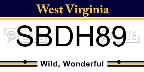 SBDH89 West Virginia License Plate
