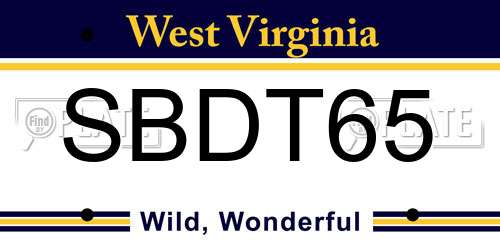 SBDT65 West Virginia License Plate