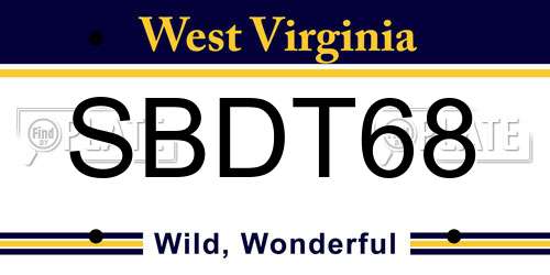 SBDT68 West Virginia License Plate