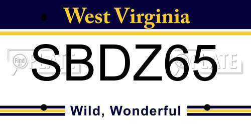 SBDZ65 West Virginia License Plate