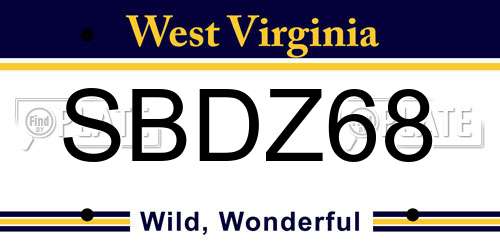 SBDZ68 West Virginia License Plate