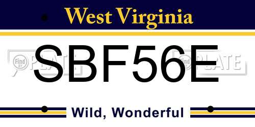 SBF56E West Virginia License Plate