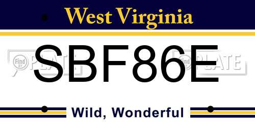 SBF86E West Virginia License Plate
