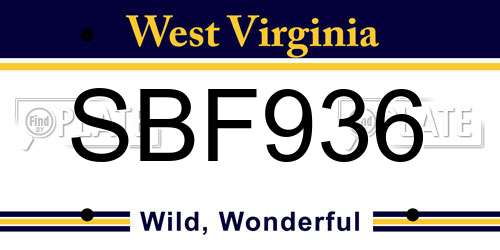 SBF936 West Virginia License Plate