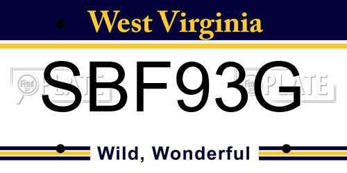 SBF93G West Virginia License Plate