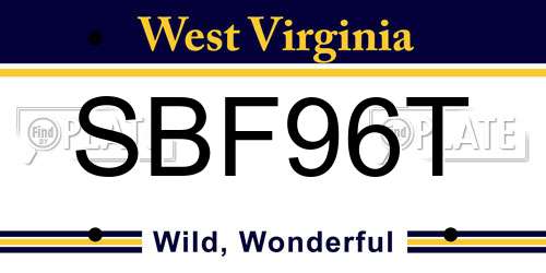 SBF96T West Virginia License Plate