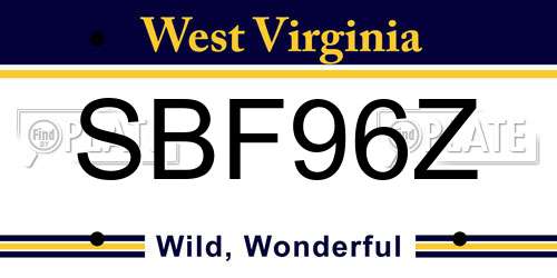 SBF96Z West Virginia License Plate