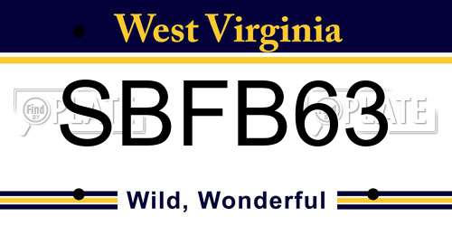 SBFB63 West Virginia License Plate