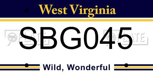 SBG045 West Virginia License Plate