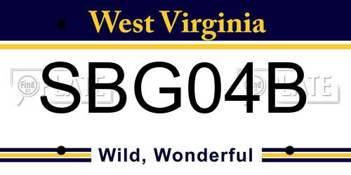 SBG04B West Virginia License Plate