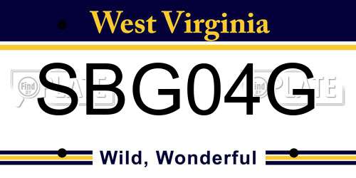 SBG04G West Virginia License Plate