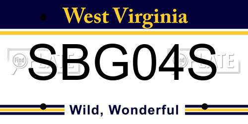 SBG04S West Virginia License Plate