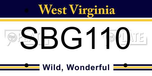 SBG110 West Virginia License Plate