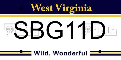 SBG11D West Virginia License Plate