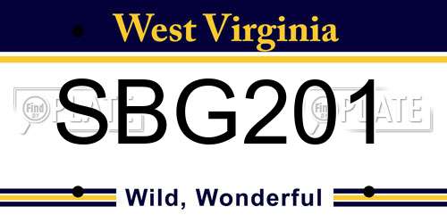 SBG201 West Virginia License Plate