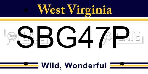 SBG47P West Virginia License Plate