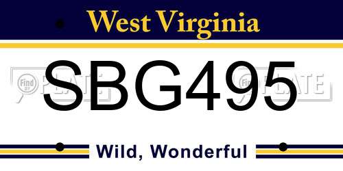SBG495 West Virginia License Plate