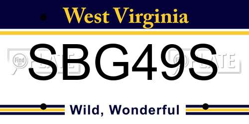 SBG49S West Virginia License Plate
