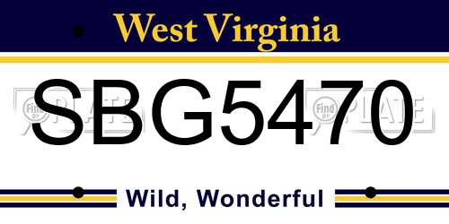 SBG5470 West Virginia License Plate