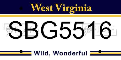 SBG5516 West Virginia License Plate