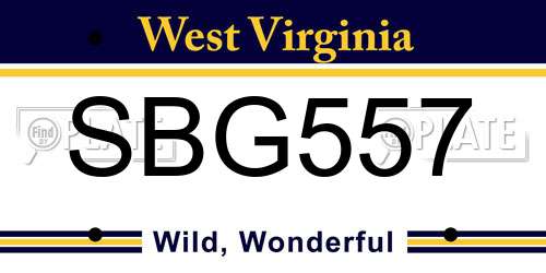 SBG557 West Virginia License Plate
