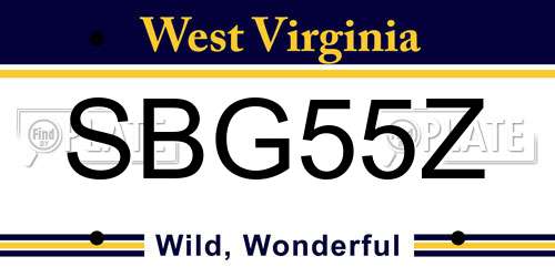 SBG55Z West Virginia License Plate