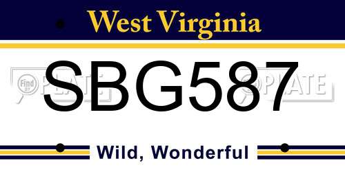SBG587 West Virginia License Plate
