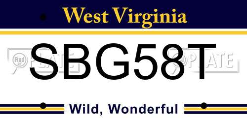 SBG58T West Virginia License Plate