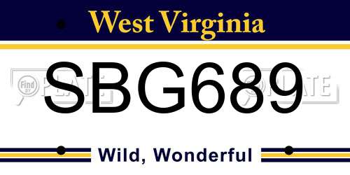 SBG689 West Virginia License Plate
